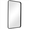 38 Inches Rectangular Metal Wall Mirror with Curved Corners Black By Casagear Home BM239373