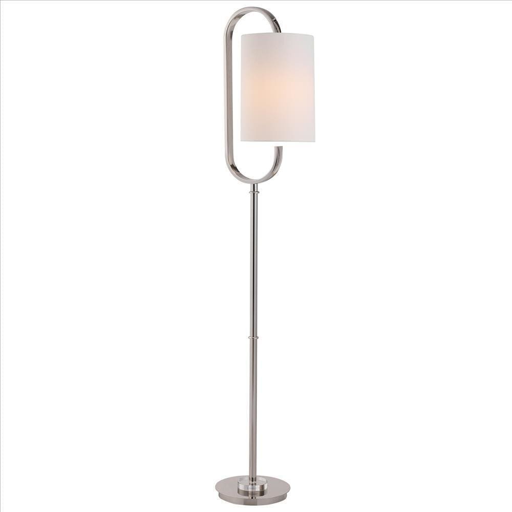 Stalk Design Floor Lamp with Oval Shape Metal Accent, Silver By Casagear Home