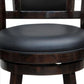 24 Inches Swivel Wooden Frame Counter Stool with Padded Back Dark Brown By Casagear Home BM239713