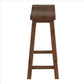 Saddle Design Wooden Counter Stool with Grain Details Brown By Casagear Home BM239725