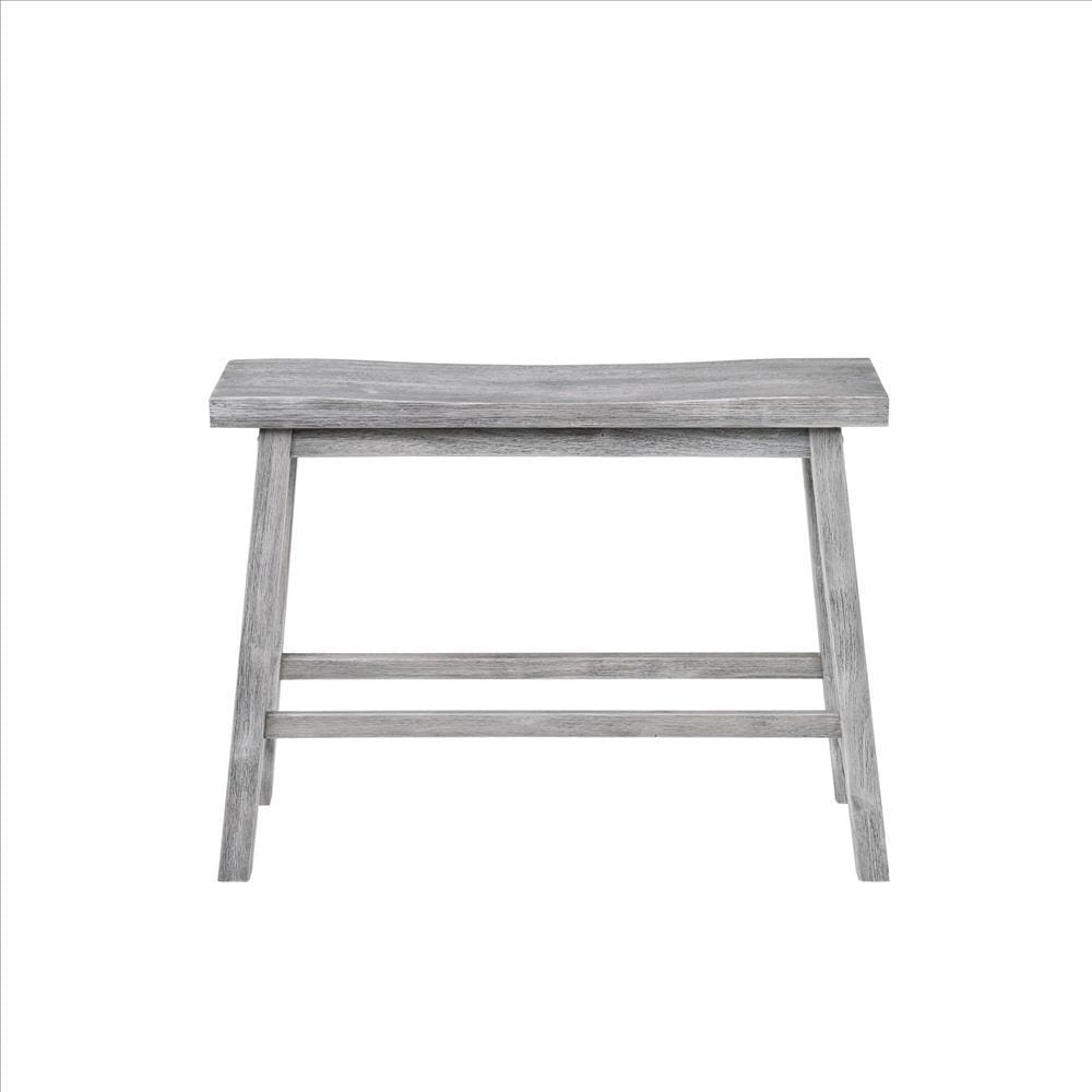 Saddle Design Wooden Bench with Grain Details Gray By Casagear Home BM239731