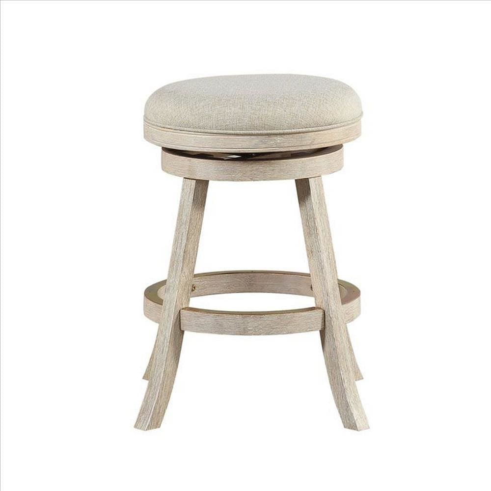 Wooden Swivel Counter Stool with Round Fabric Seat Gray By Casagear Home BM239735