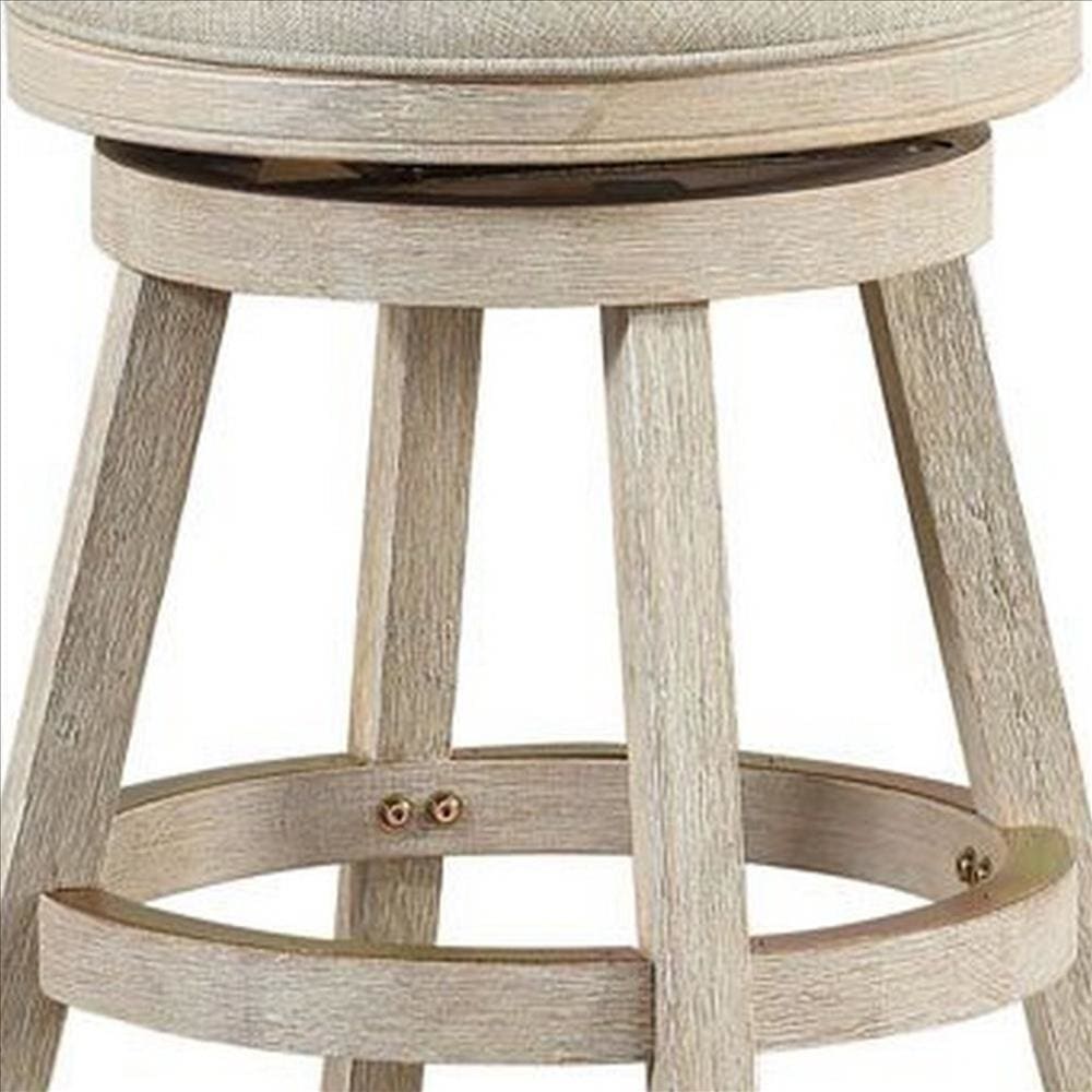 Wooden Swivel Counter Stool with Round Fabric Seat Gray By Casagear Home BM239735