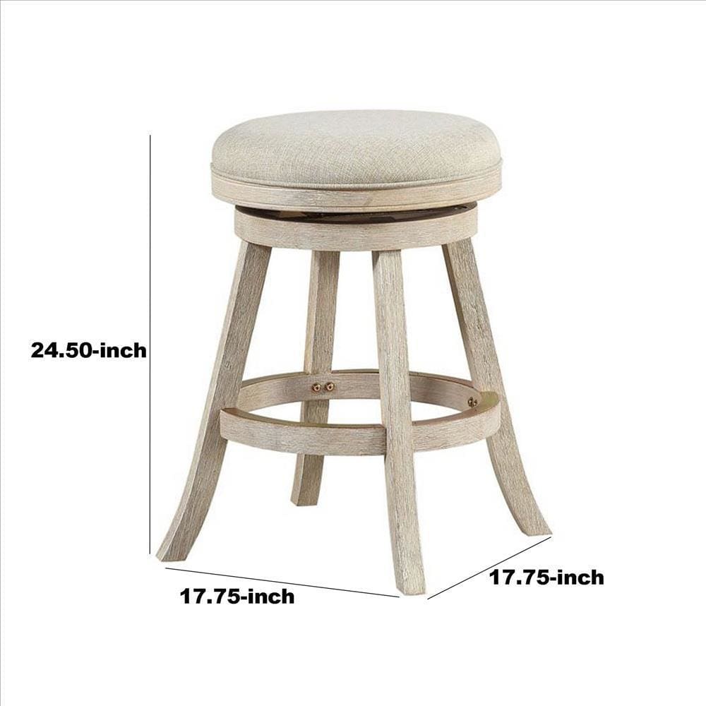 Wooden Swivel Counter Stool with Round Fabric Seat Gray By Casagear Home BM239735