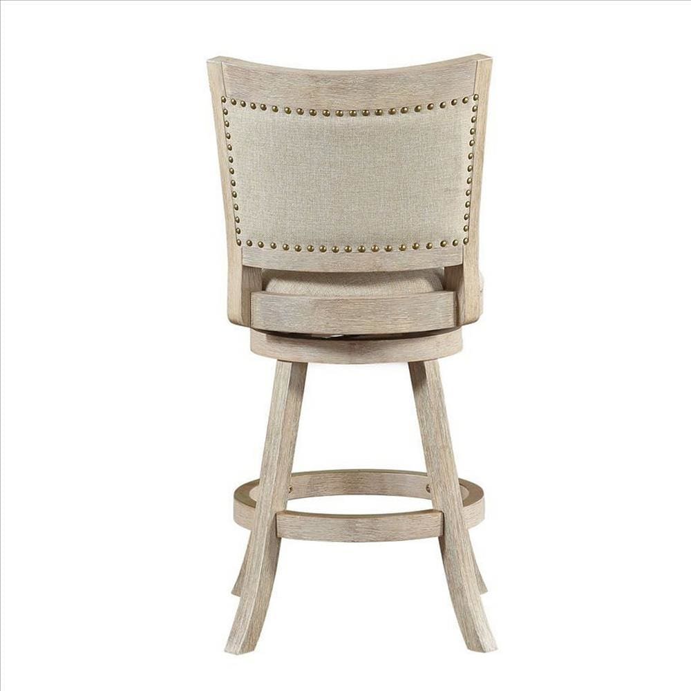 Curved Back Wooden Swivel Counter Stool with Nailhead Trim Gray By Casagear Home BM239738