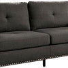 Fabric Upholstered Sofa with Track Arms and Nailhead Trim Dark Gray By Casagear Home BM239784