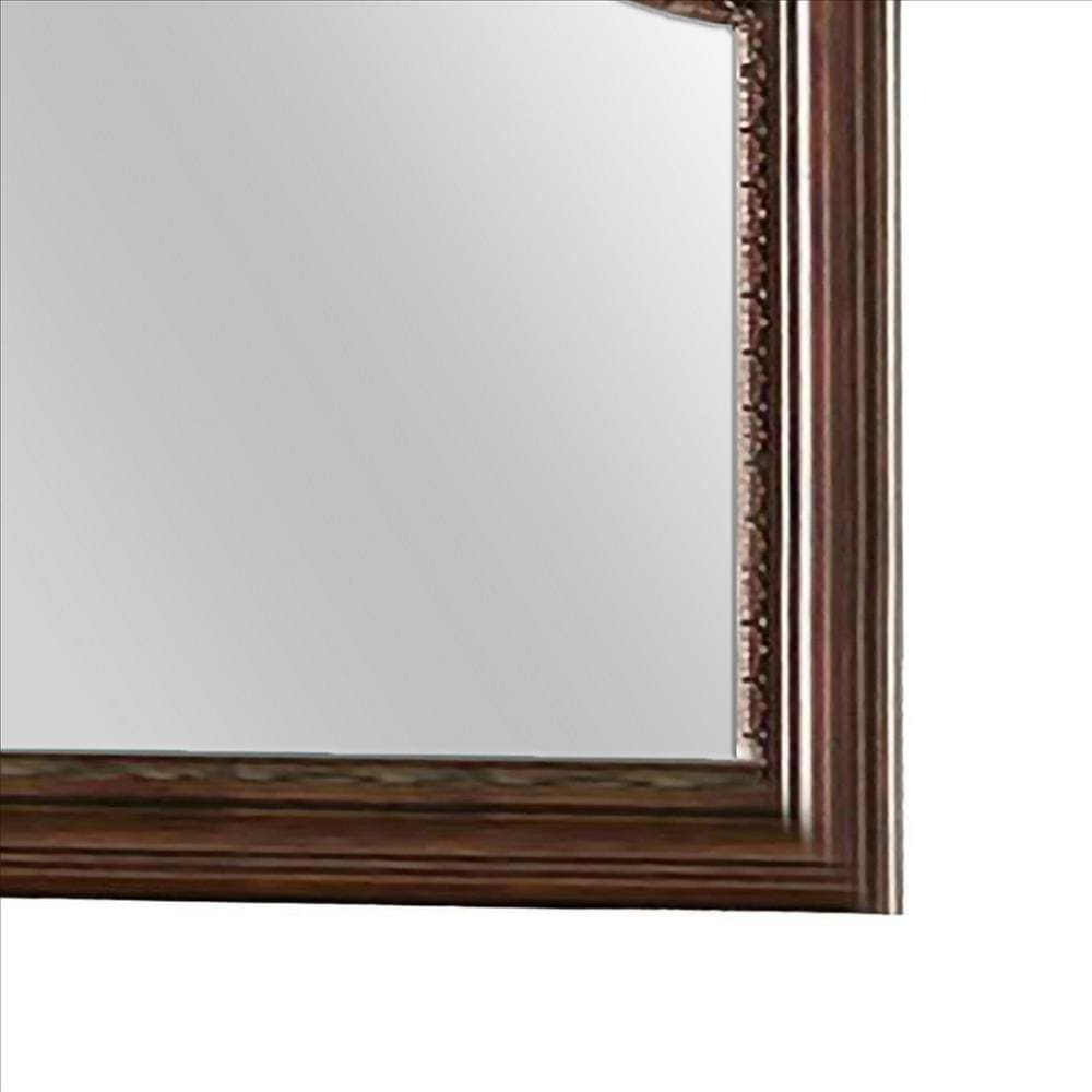 Molded Wooden Frame Mirror with Ornate Detailing Brown By Casagear Home By Casagear Home BM239800