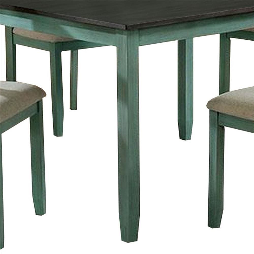 5 Piece Dining Table Set with Padded Seat and X Back Green By Casagear Home BM239814