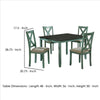 5 Piece Dining Table Set with Padded Seat and X Back Green By Casagear Home BM239814