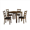 5 Piece Dining Table Set with Leatherette Seating, Brown By Casagear Home