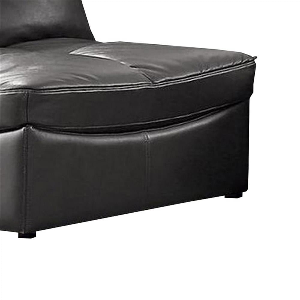 Accent Chair with Leatherette Upholstery and Tufted Details Black By Casagear Home BM239856