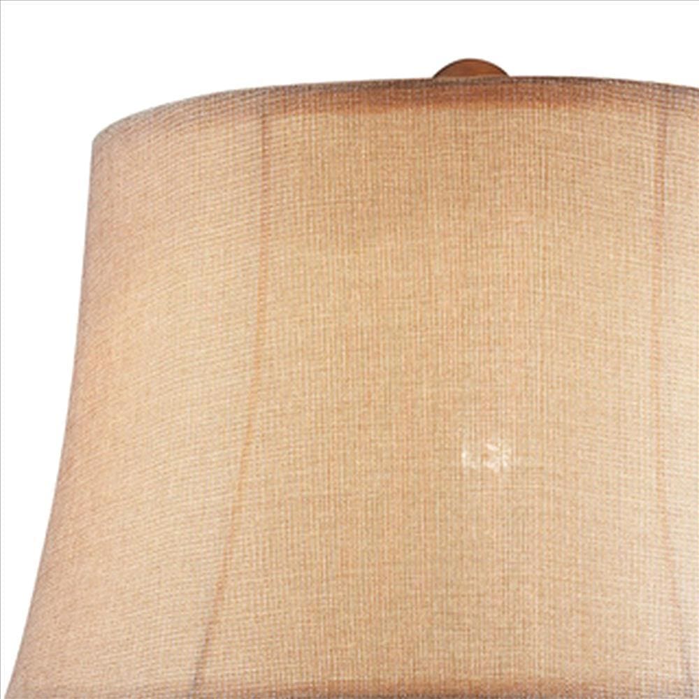 Table Lamp with Filigree Accent Base and Fabric Shade Brown By Casagear Home BM240299