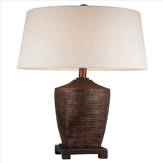 Table Lamp with Polyresin Urn Shape Base, Bronze By Casagear Home