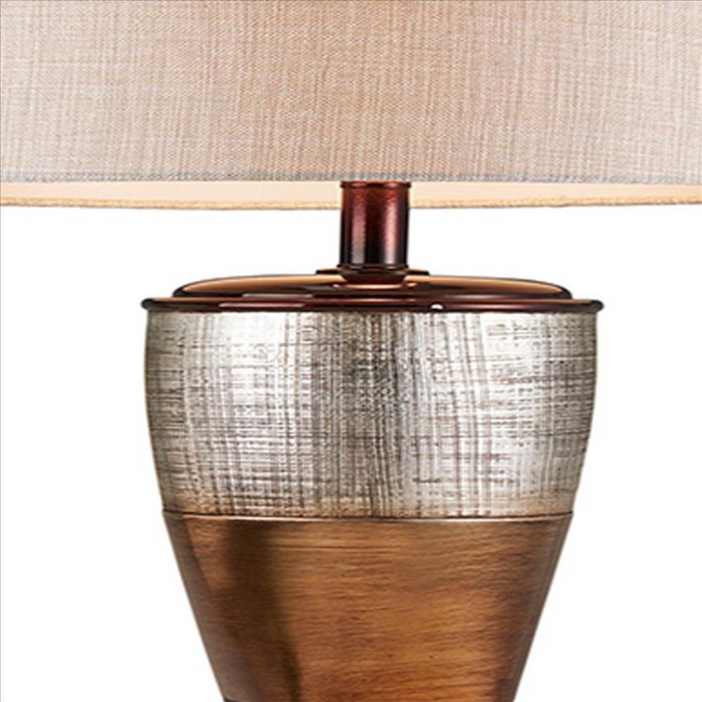 Table Lamp with Colorblock Pedestal Base Brown By Casagear Home BM240305