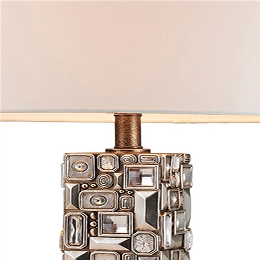 Table Lamp with Abstract Mirror Block Base Bronze By Casagear Home BM240307