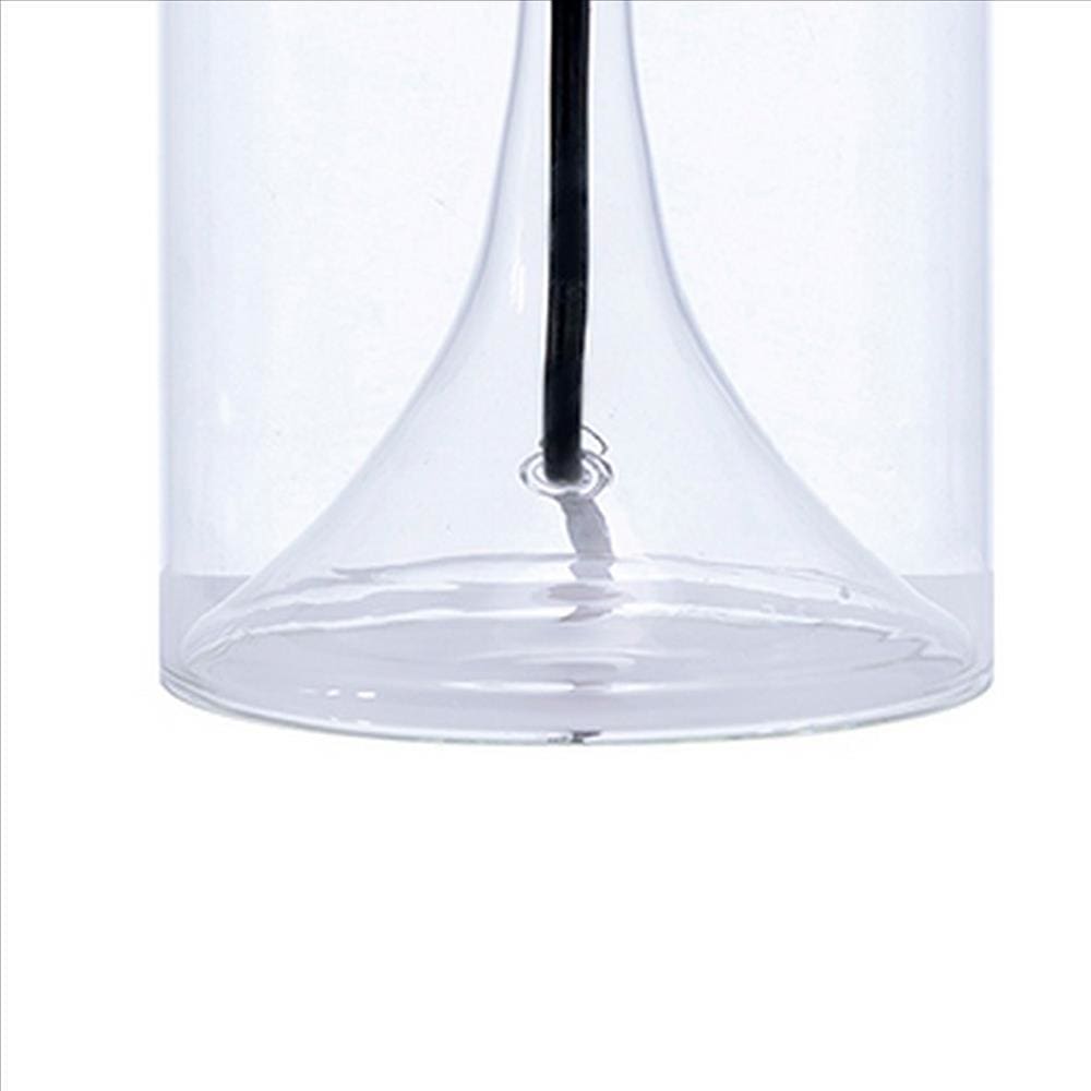 Hurricane Table Lamp with Frosted Glass Shade Clear By Casagear Home BM240313