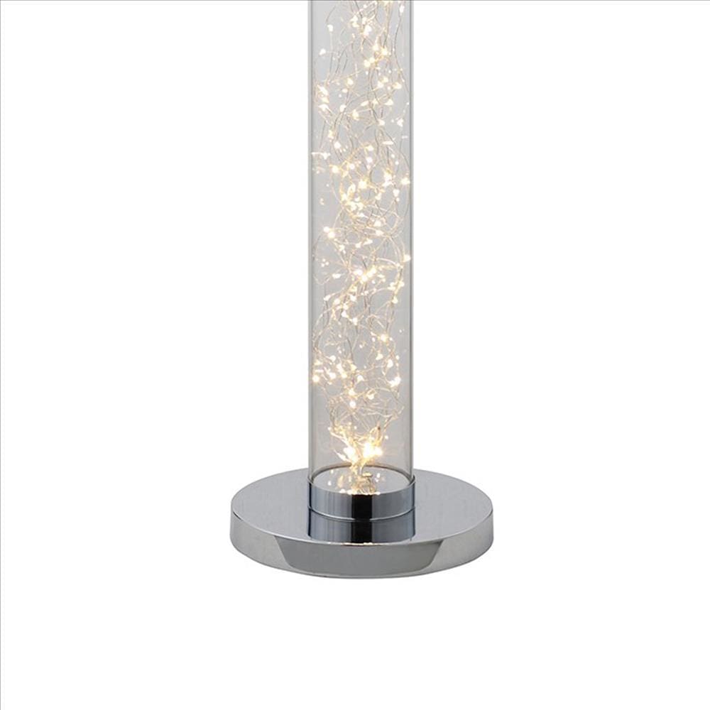 Floor Lamp with 360 Pieces LED Rope Bulbs Silver By Casagear Home BM240322