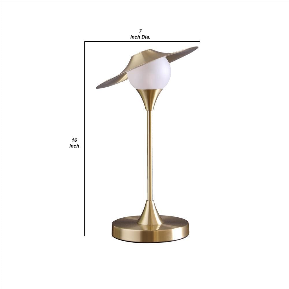 Table Lamp with Metal Base and Glass Globe Shade Gold By Casagear Home BM240341