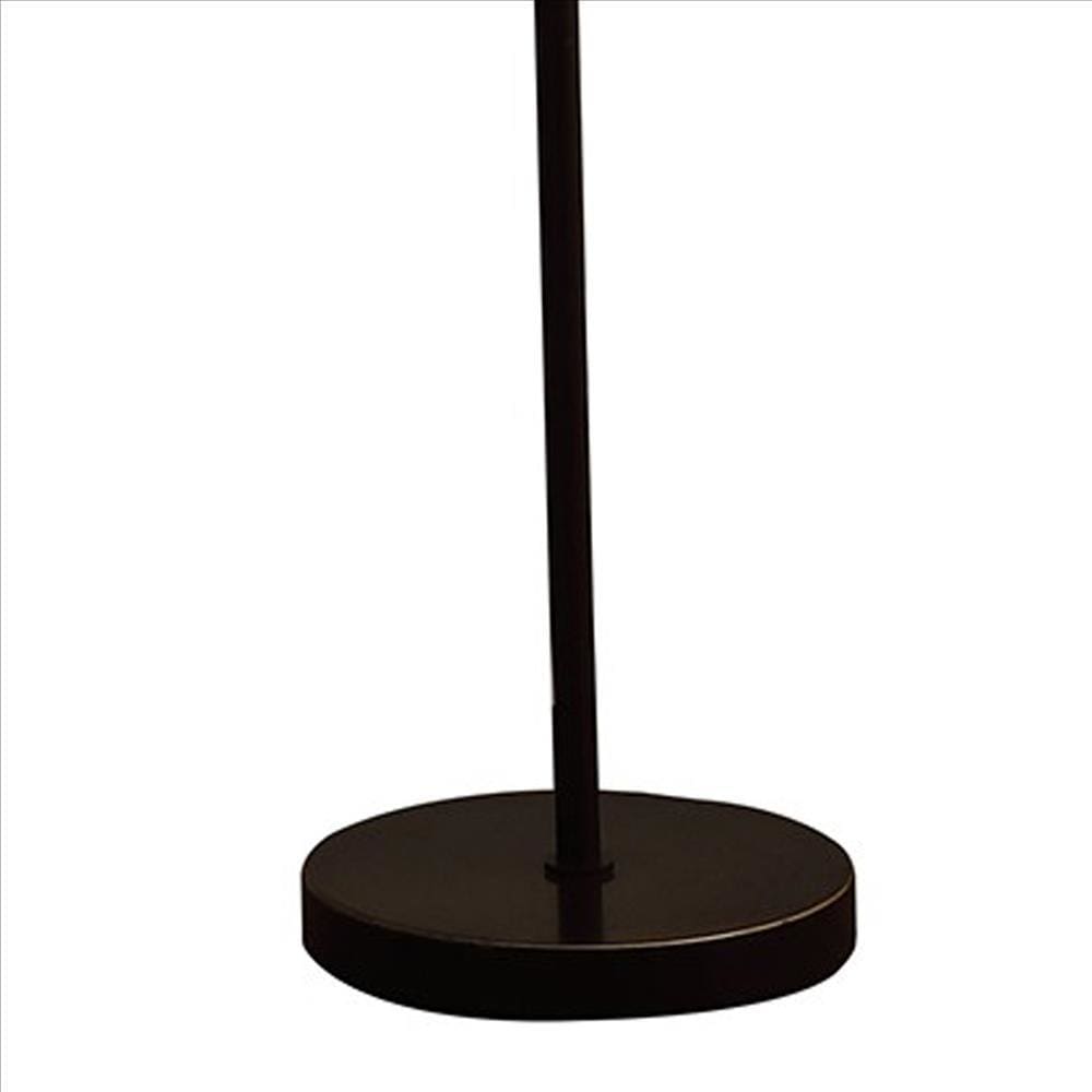 Floor Lamp with Linear Metal Base and Column Shade Black By Casagear Home BM240342