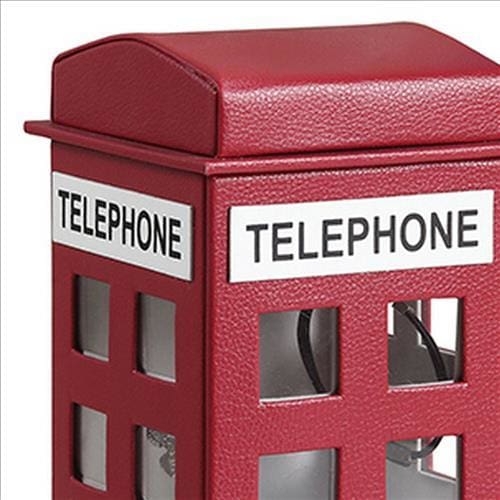 Telephone Booth Jewelry Box with 2 Drawers Burgundy Red By Casagear Home BM240353