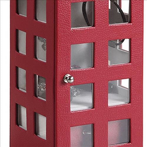 Telephone Booth Jewelry Box with 2 Drawers Burgundy Red By Casagear Home BM240353