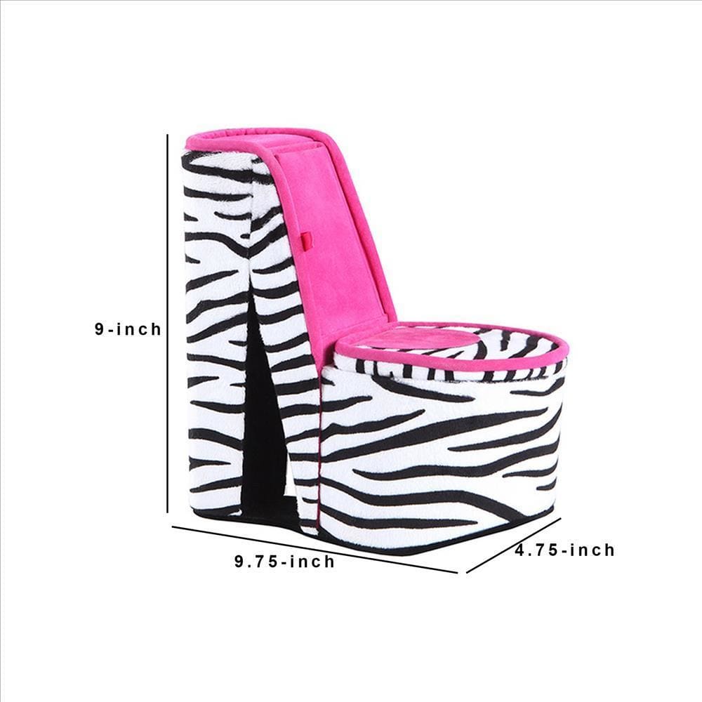 High Heel Zebra Shoe Jewelry Box with 2 Hooks Multicolor By Casagear Home BM240364