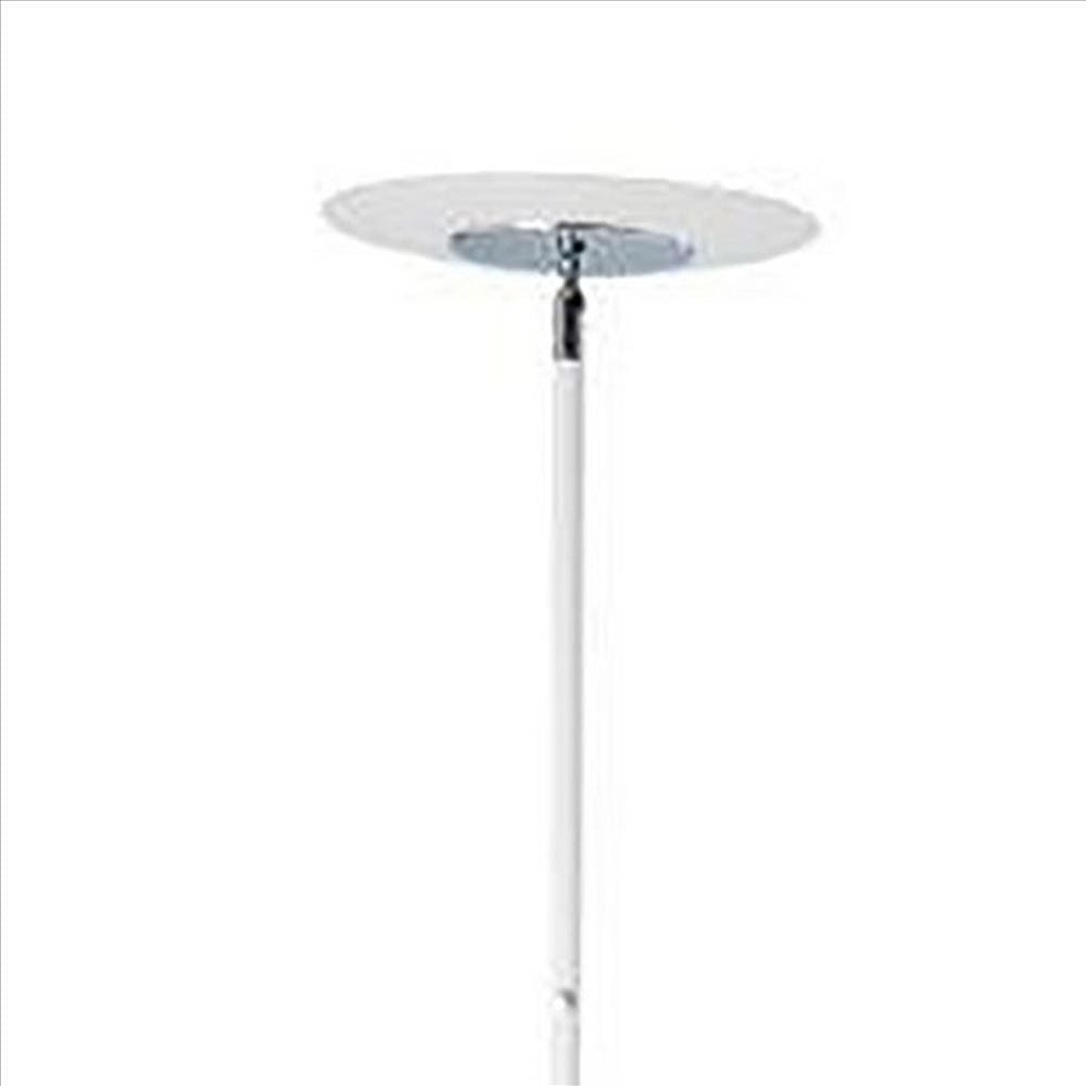 Floor Lamp with Adjustable Torchiere Head and Sleek Metal Body White By Casagear Home BM240395