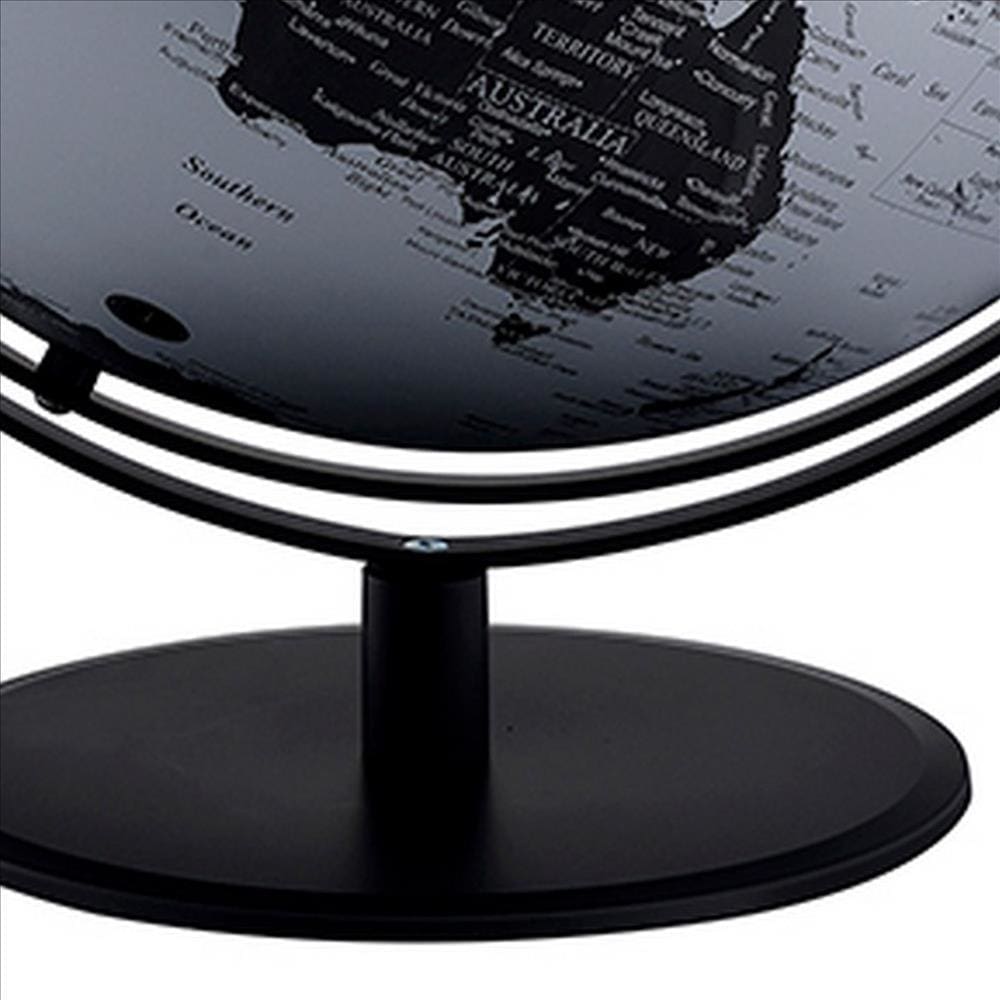 Globe Accent Decor with Inbuilt LED Black and Gray By Casagear Home BM240408