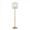 Floor Lamp with Hanging Crystal Accents, White and Gold By Casagear Home