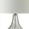 Table Lamp with Pot Bellied Glass Body Clear and White By Casagear Home BM240428