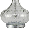 Table Lamp with Pot Bellied Glass Body Clear and White By Casagear Home BM240428