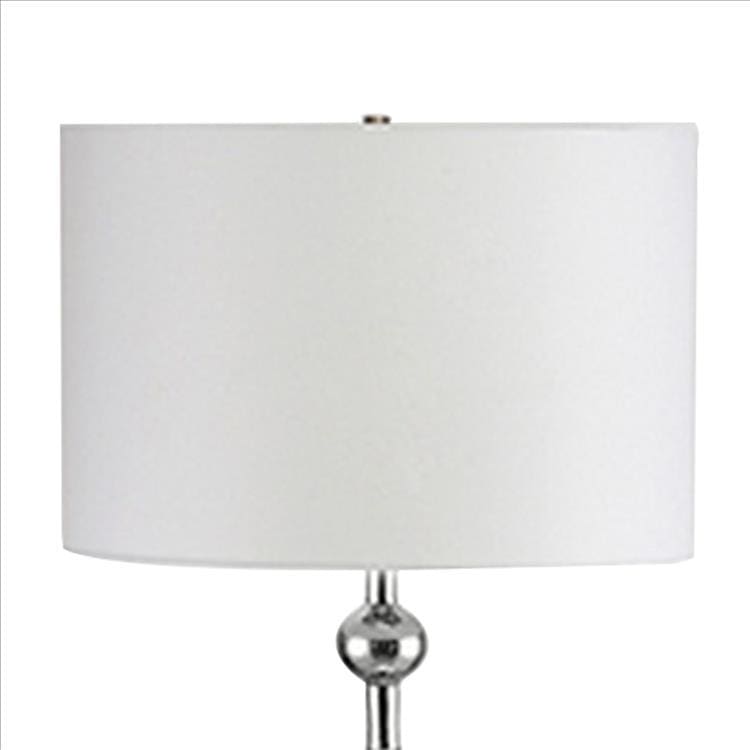 Floor Lamp with Metal Frame and Crystal Accent White By Casagear Home BM240432