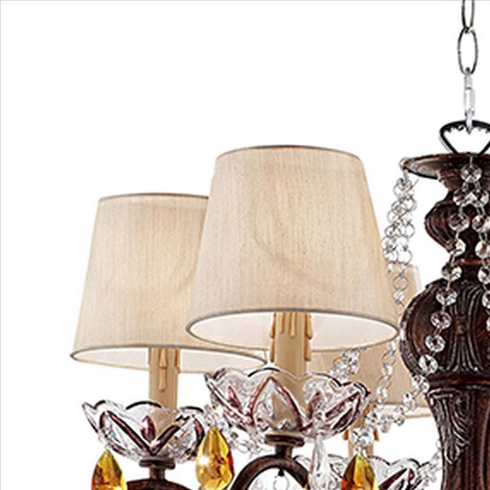 Ceiling Lamp with Scrolled Frame and 6 Bell Shade Bronze By Casagear Home BM240439