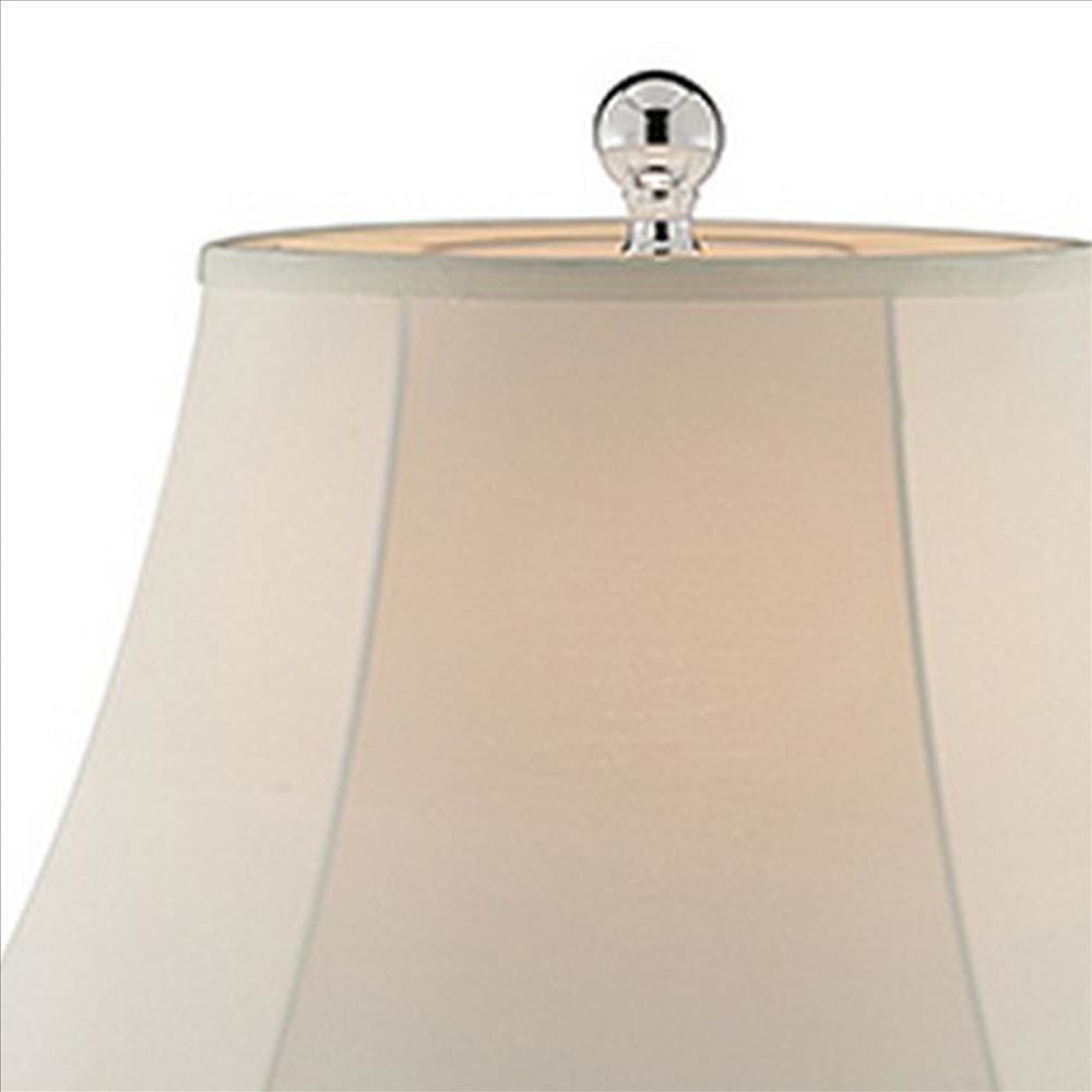 Table Lamp with Semi Fluted Glass Base Set of 2 Off White By Casagear Home BM240443