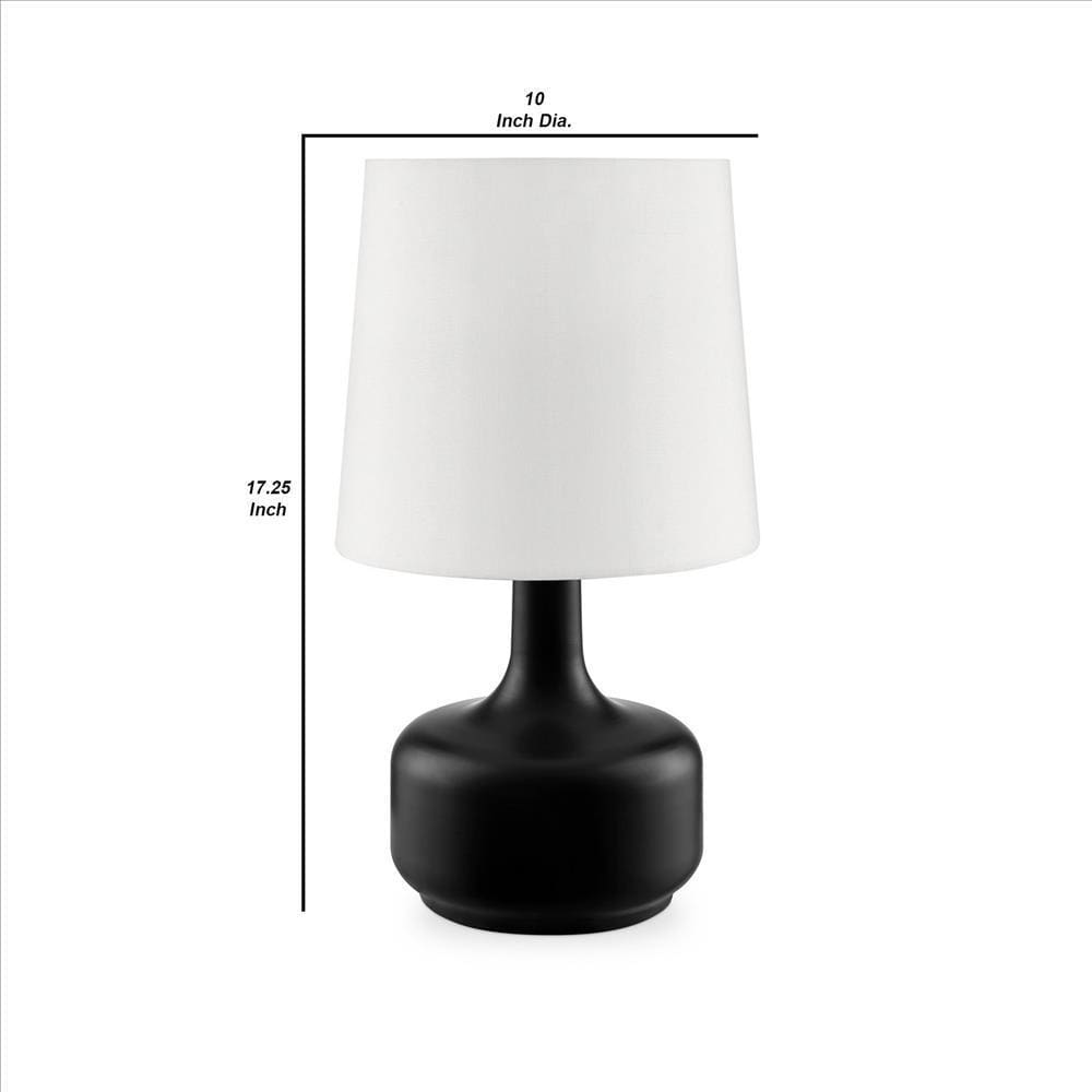 Table Lamp with Teardrop Metal Base and Fabric Shade Black By Casagear Home BM240453