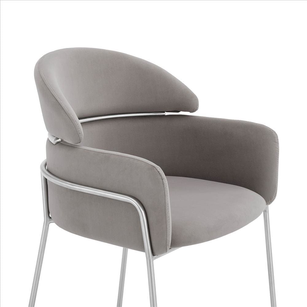 Curved Metal Dining Chair with Sleek Tubular Legs Set of 2,Gray and Silver By Casagear Home BM240715