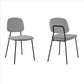 Metal Dining Chair with Velvet Upholstery, Set of 2, Black and Gray By Casagear Home