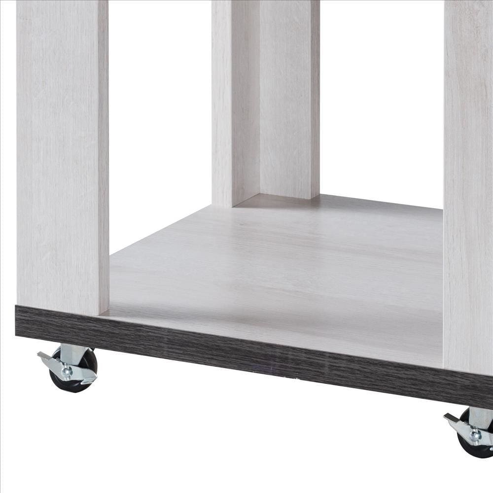 End Table with Wooden Open Bottom Shelf White and Gray By Casagear Home BM240840