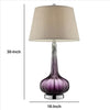 Onion Shaped Body Glass Table Lamp with Tapered Shade Purple By Casagear Home BM240896