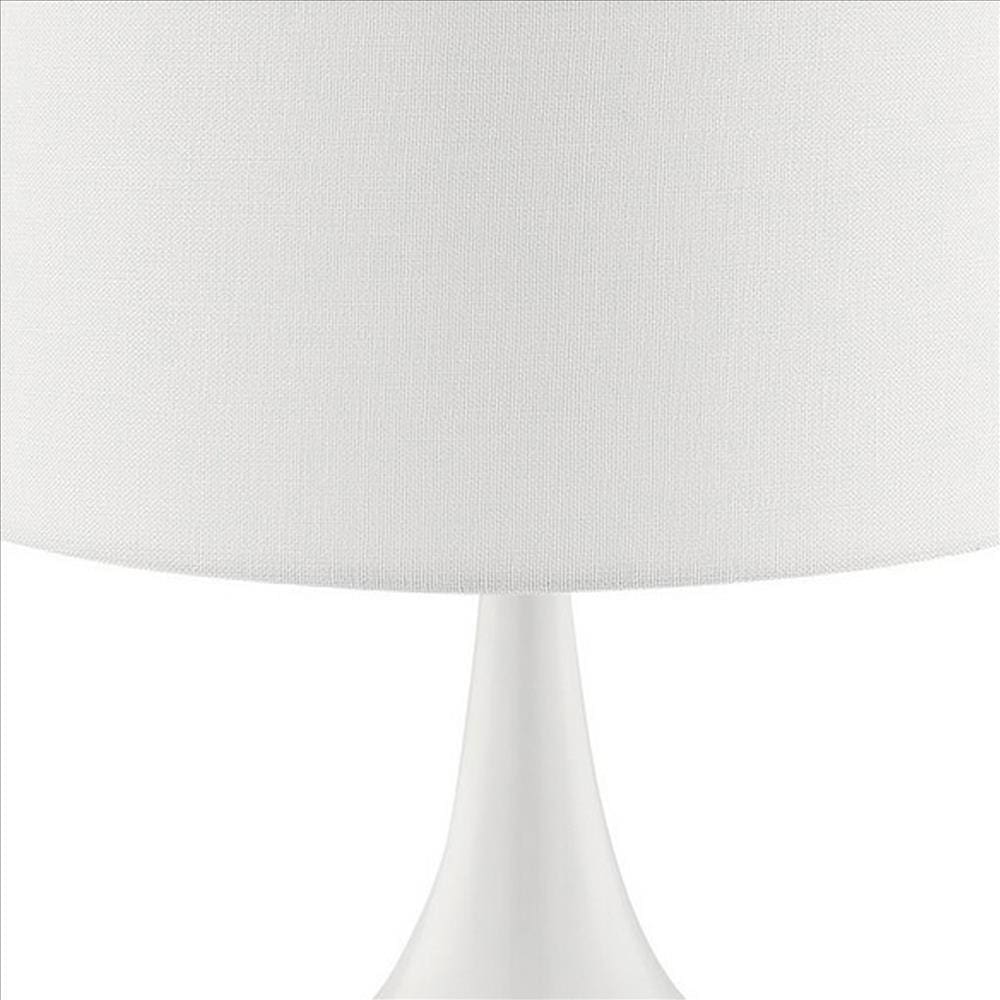 Pot Bellied Shape Metal Table Lamp with 3 Way Switch White By Casagear Home BM240905