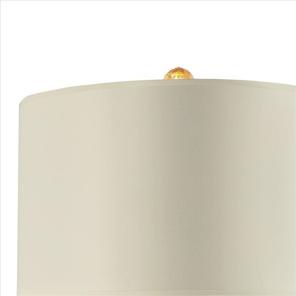 Table Lamp with Crystal Orb and Metal Stalk Support Gold By Casagear Home BM240912