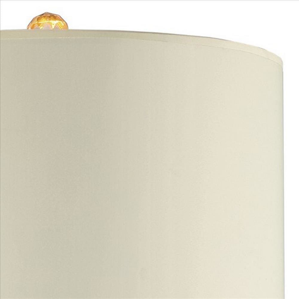 Table Lamp with Cylindrical Drum and Stacked Crystals Gold By Casagear Home BM240917