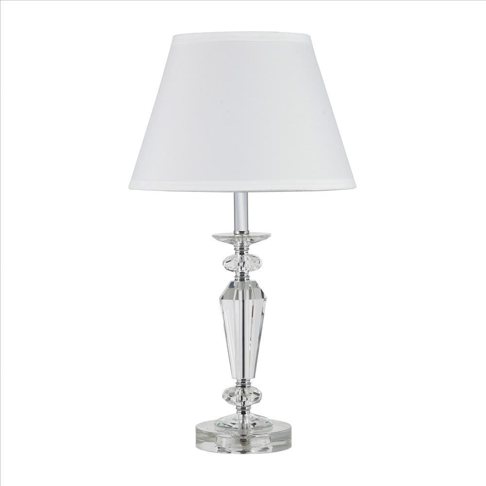 Turned Tubular Crystal Body Table Lamp, Clear By Casagear Home