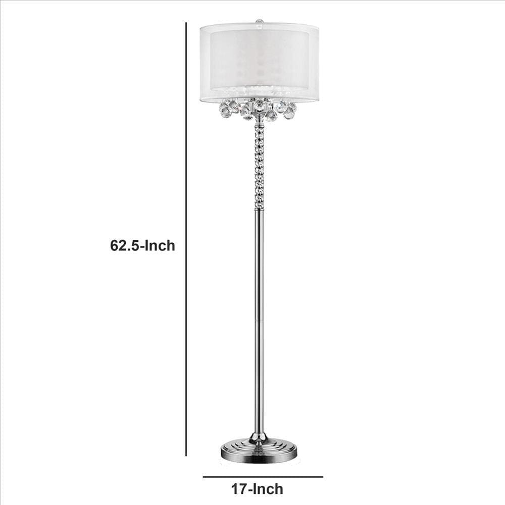 Twisted Crystal Accent Floor Lamp with Dual Fabric Shade Clear By Casagear Home BM240937