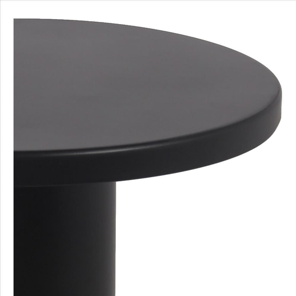 Round Top Modern Metal Accent Table Large Black By Casagear Home BM240966