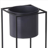 Metal Round Planter with Square Base Set of 2 Black and Gray By Casagear Home BM240981