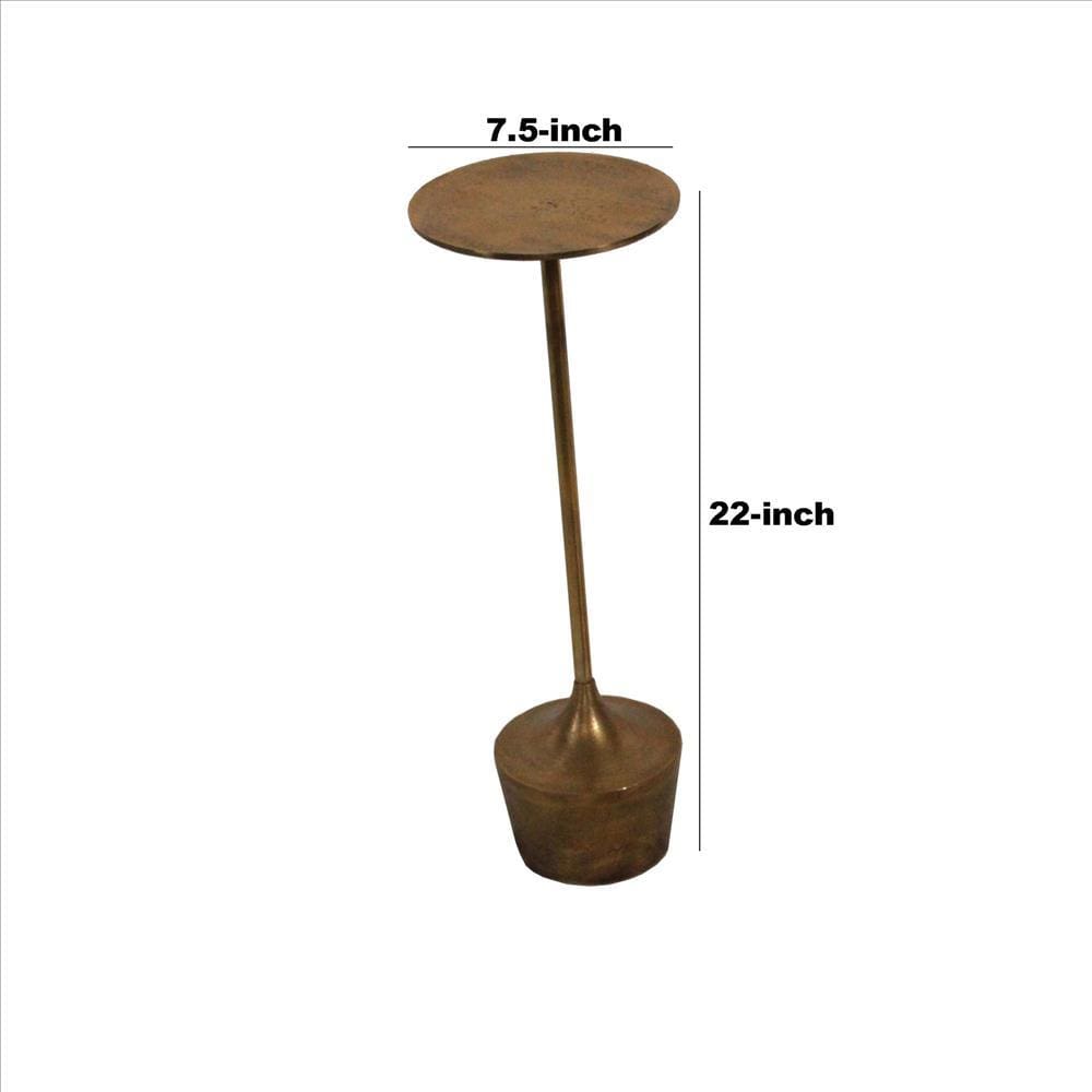 Round Metal Accent Table with Tubular Pedestal Base Set of 3 Antique Gold By Casagear Home BM241029