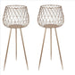 Dome Shaped Lattice Metal Planter with Tripod Peg Legs, Set of 2, Gold By Casagear Home