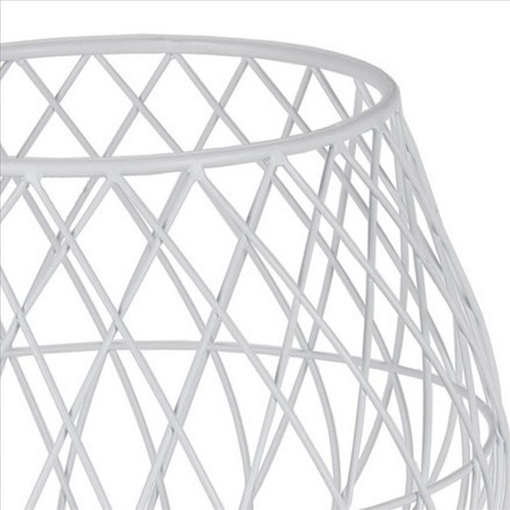 29.5’’ Dome Lattice Metal Planter with Tripod Peg Legs Set of 2 White By Casagear Home BM241061