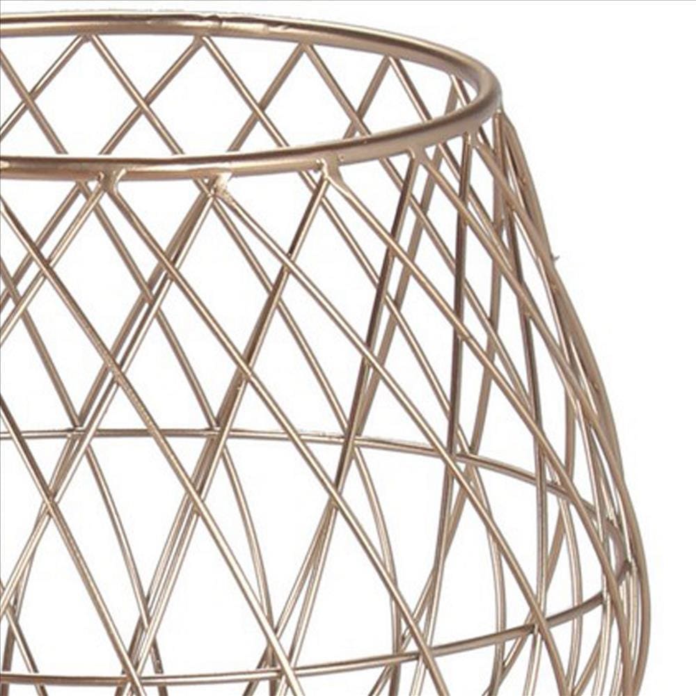 29.5’’ Dome Lattice Metal Planter with Tripod Peg Legs Set of 2 Gold By Casagear Home BM241062